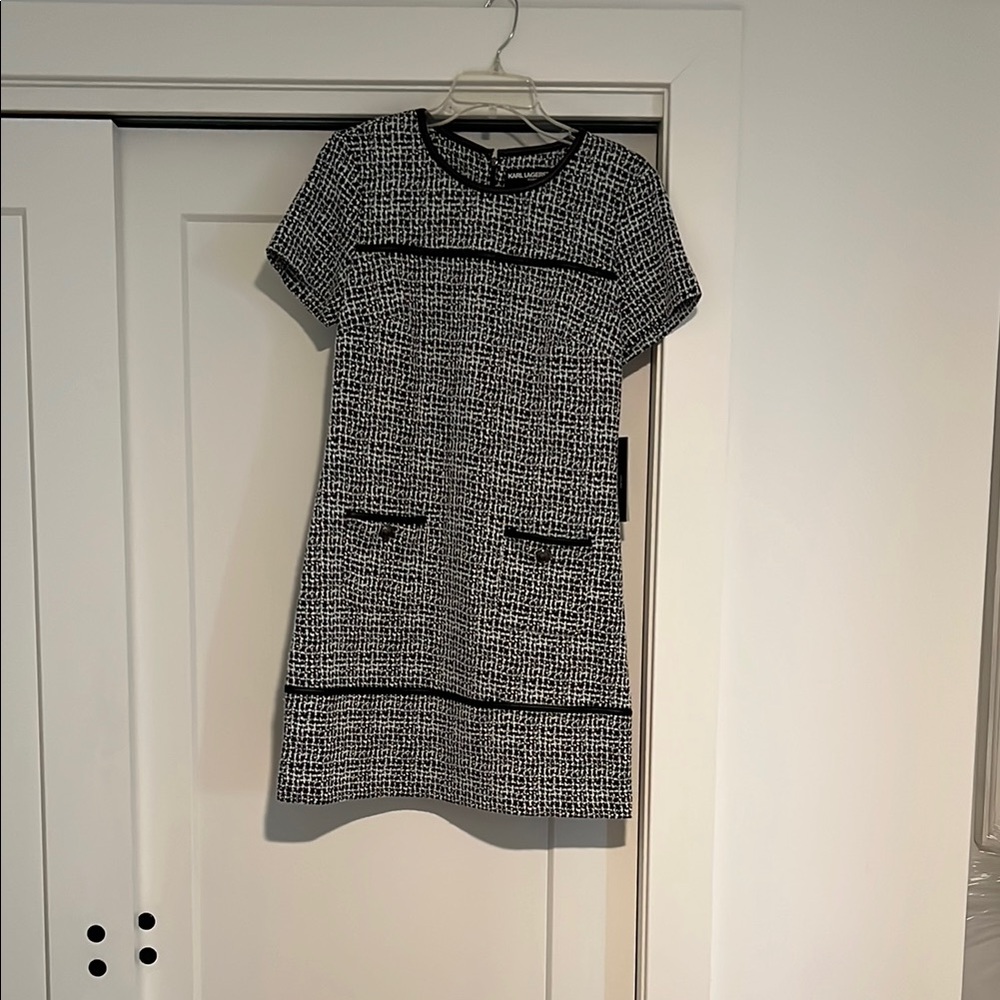 Chic Black and White Tweed Dress